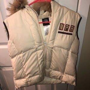 Napapijri Cream Vest with Fur Trim